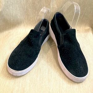 VIONIC Sz 7.5 Perforated Leather Rubber Chunky Soles Slip On Slides  Shoes